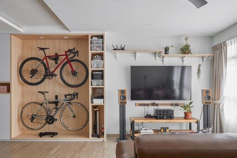 Bicycle Storage Ideas, Bike Storage Design, Bike Storage Home, Bike Storage Apartment, Storage Design Ideas, Bicycle Room, Bike Storage Solutions, Gear Room, Support Velo