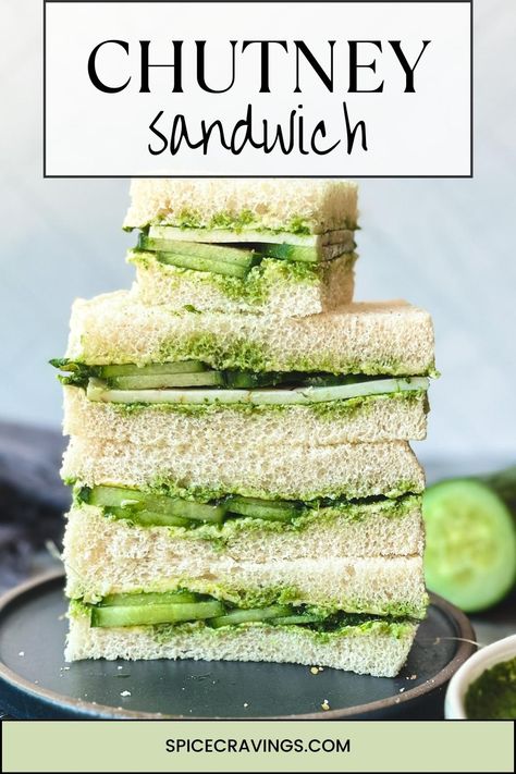 Easy recipe for Chutney Sandwich, a flavor-packed Indian sandwich made by spreading zesty green chutney between slices of bread, topped with sliced cucumber and cheese. Indian Sandwich, Cucumber Chutney, Chutney Sandwich, Green Chutney Recipe, Sandwich Recipes Indian, Sandwich Toast, Cravings Recipes, Sliced Cucumber, Nepali Food