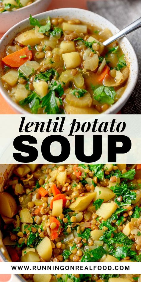 Italian Lentil Soup Recipe, Lentil Potato, Lentil Potato Soup, Best Lentil Soup Recipe, Vegan Lentil Recipes, Lentil Recipes Easy, Chorizo Soup, Vegan Potato Soup, Bean And Vegetable Soup