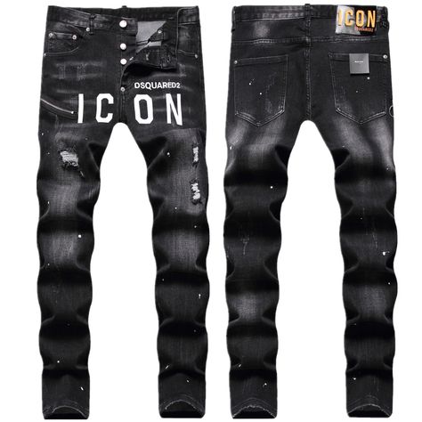 Men Denim Jeans, Embroidery Pants, Trousers Mens, Men's Bottoms, Black Pants Men, Designer Denim, Denim Jeans Men, Mens Luxury, Denim Design