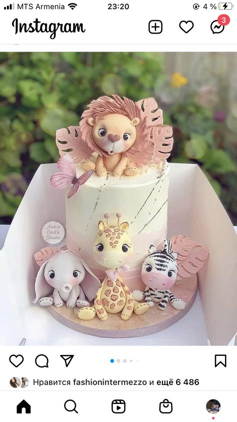 Jungle Birthday Cakes, Safari Baby Shower Cake, Toddler Birthday Cakes, Jungle Theme Cakes, 1st Birthday Girl Decorations, Jungle Theme Birthday, Baby Shower Cakes Girl, Jungle Birthday Party, Safari Cakes