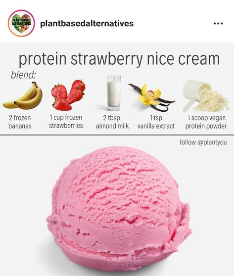 Strawberry Nice Cream, Vegan Nice Cream, Nice Cream Recipe, Banana Nice Cream, Plant Based Desserts, Easy Vegan Dessert, Healthy Vegan Desserts, Resep Diet, Desserts Vegan