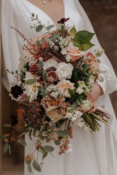 Bridal Bouquet Flowers Brown Peach Cream Walled Garden Helperby Wedding Natalie Hamilton Photography #wedding #weddingbouquet Green Colour Scheme, Old Fashioned Wedding, Garden Wedding Ideas, Orange Wedding Flowers, Bridal Bouquet Fall, Bridal Bouquet Flowers, Peach Cream, Walled Garden, Brown Wedding