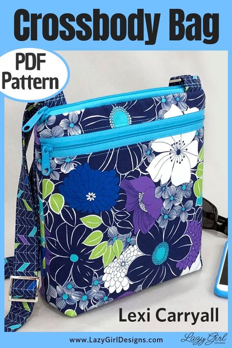 Christmas is coming soon.  Grab this 1 yard 1 hour free tote bag pattern from Lazy Girl Designs to use as a gift bag.   #DIYGiftbag #sewing #freesewingtutorial Lazy Girl Designs, Crossbody Bag Pattern, Adjustable Bag Strap, Small Zipper Pouch, Beginner Sewing Projects Easy, Lazy Girl, Tote Pattern, Bag Patterns To Sew, Bags Tutorial