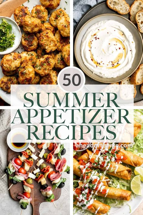 Looking to elevate your summer gatherings with delicious appetizers? Well, you're in the right place! We are sharing over 50 of our best easy summer appetizers to snack on including cool and refreshing dips, simple baked appetizers, easy-to-assemble crostini and snack platters, and more. This recipe collection offers something for everything — including healthy, vegetarian, gluten-free, and kid-friendly options too. | aheadofthyme.com #summerappetizers #summerappetizer #appet via @aheadofthyme Easy Cookout Appetizers, Appetizers For A Cookout, Appetizers For Summer Party, Cookout Appetizers Easy, Pool Side Appetizers, Pool Appetizers Summer, Summer Hors D’oeuvres, Appetizer Recipes Summer, Pool Party Appetizers