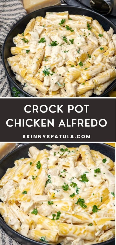 Crock Pot Chicken Alfredo Crockpot Recipes Alfredo Chicken, Crockpot Recipes Chicken Alfredo Pasta, Easy Chicken Alfredo Recipe Crock Pots, Garlic Chicken Alfredo Crockpot, Chicken Alfredo Slow Cooker Recipes, Crockpot Recipes Pasta Alfredo, Croc Pot Alfredo, Slow Cook Chicken Alfredo, Chicken Broccoli Alfredo Slow Cooker