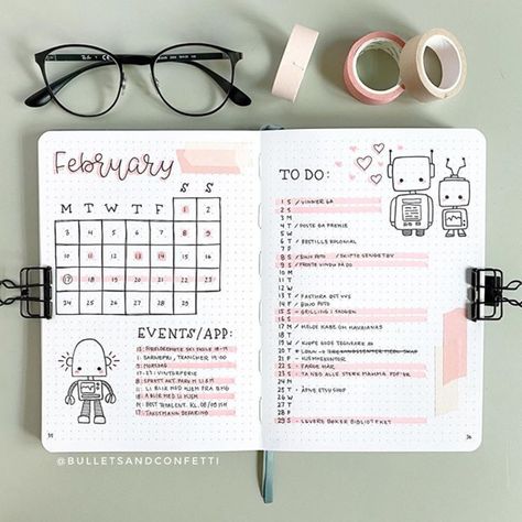 This super adorable robot cover is created by IG artist @bulletsandconfetti. 👇Visit ALotMall.com for stationery sales🔥 like pencil case and highlighter🖍 Bullet Journal Month, Bullet Journal Ideas Templates, Daily Ideas, Bullet Journal Cover Ideas, Bullet Journal Notes, Bullet Journal Paper, Bullet Journal Tracker, Bulletin Journal Ideas, Bullet Journal Diy