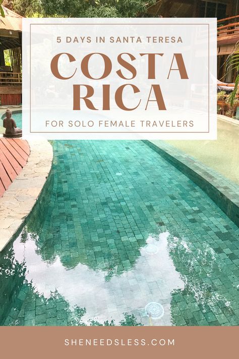 image of pool with text overlay 5 days in santa teresa costa rica for solo female travelers Yoga Retreat Ideas, Costa Rica Itinerary, Beach Vacation Spots, Santa Teresa Costa Rica, Retreat Ideas, Learn To Surf, Costa Rica Travel, Places In The World, Travel Places