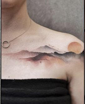 Deep Tattoo, Coordinates Tattoo, Sunset Tattoos, Mom Tattoo Designs, Circle Tattoos, Wicked Tattoos, Landscape Tattoo, Fire Tattoo, Mountain Tattoo