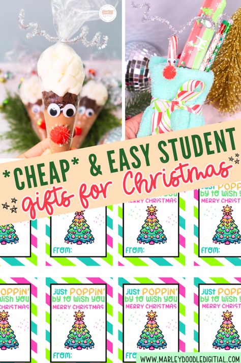 Discover the best cheap and easy Christmas gifts for students! This list includes Play Doh, Pop Its, reindeer candy canes, and more, all affordable ideas from Dollar Tree or local dollar stores. Perfect for class party favors or simple holiday gifts, these fun ideas make classroom gifting easy and memorable. Get inspired with these budget-friendly ideas for your students! Christmas Gifts Classroom Kids, Winter Themed Gifts For Students, Christmas Gifts Pens, Class Christmas Gifts For Kids Student Party Favors, Class Party Gifts, Christmas Present From Teacher To Kids, First Day Of School Gifts For Kids Preschool, Class Gift Ideas For Students Christmas, Christmas Gifts School Kids