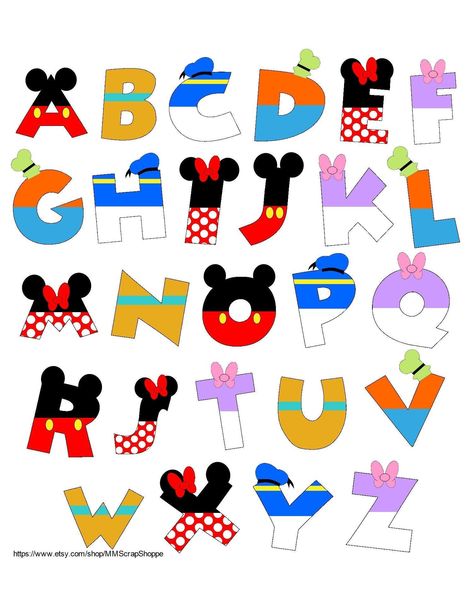 Disney Characters Letters, Mickey Mouse Preschool, Friends Alphabet, Mickey Mouse Classroom, Mickey Mouse Letters, Mickey Mouse Printables, Disney Themed Classroom, Abc Mouse, Disney Letters