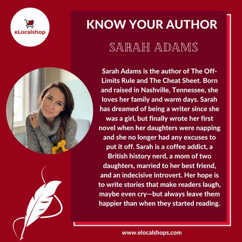 The Temporary Roomie, The Cheat Sheet, Sarah Adams, Romantic Comedies, When In Rome, History Nerd, Most Popular Books, Two Daughters, First Novel