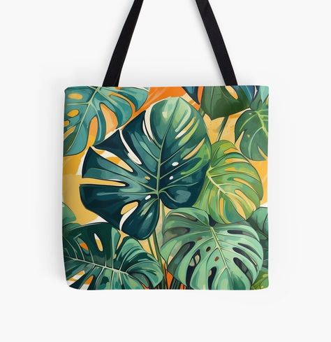 Monstera Wall, Variegated Monstera, Colorful Tote Bags, Botanical Art, Bag Sale, Nature Inspiration, Abstract Painting, Tote Bag, Wall Art