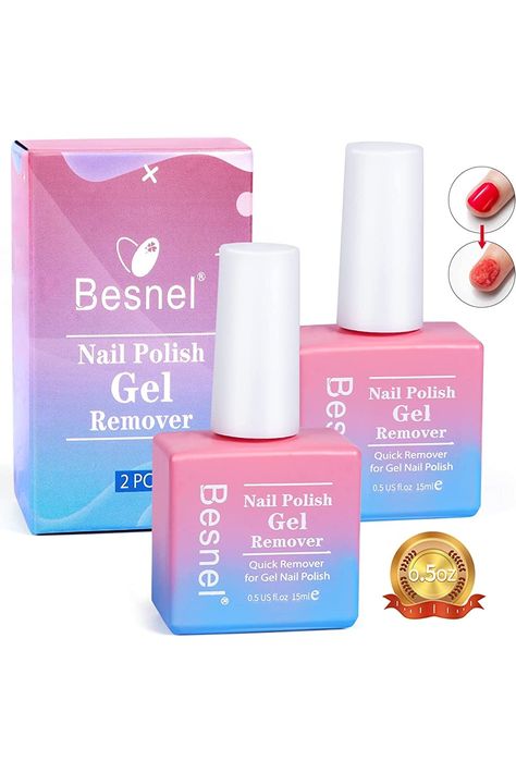 Gel Nail Polish Remover (2 Pack) - Professional Non-Irritating Quick &amp; Easy Polish Remover, No Hurt Nails, No Need For Foil, Soaking Or Wrapping 0.5 Fl Oz Gel Nail Polish Remover, Gel Remover, Polish Remover, Cuticle Pusher, Nail Polish Remover, Nail File, Gel Nail, Gel Nail Polish, Tool Kit