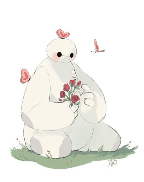 by @seasaltinecrackers on tumblr Baymax Art, Baymax Drawing, Big Hero 6 Tadashi, Lilo Et Stitch, Jimin Fanart, Disney Tangled, Chibi Drawings, Baymax, Big Hero 6