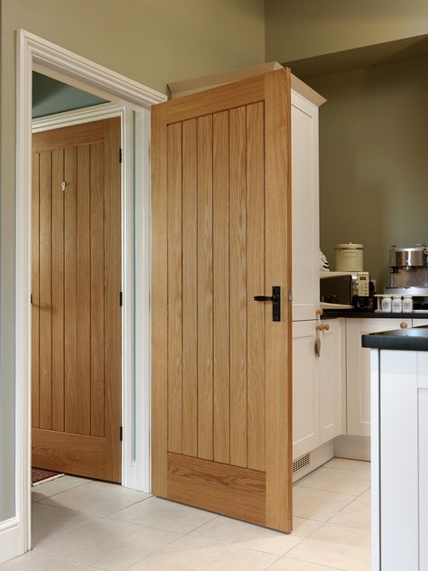 Cottage style boarded oak internal doors are popular for both traditional and contemporary properties #oakdoors  JB Kind's River Oak Thames Cottage Style Doors, Grey Internal Doors, Fire Doors Internal, Internal Oak Doors, Oak Interior Doors, White Internal Doors, Oak Interior, Room Divider Doors, Internal Door