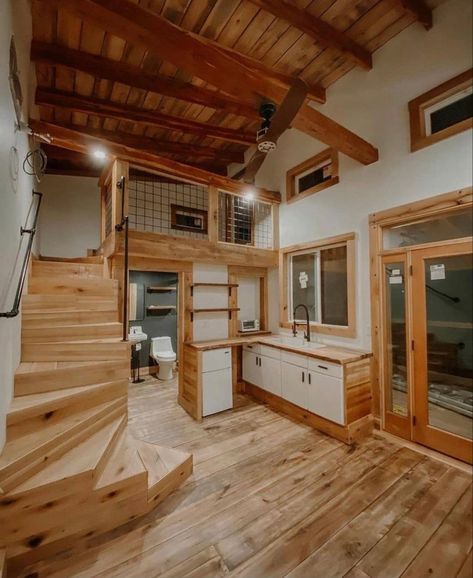 Tiny House Camper, Tiny Houses For Rent, Tiny House Interior Design, Shed To Tiny House, Tiny House Loft, Tiny House Layout, Loft Bedroom, Tiny House Inspiration, Traditional Cottage