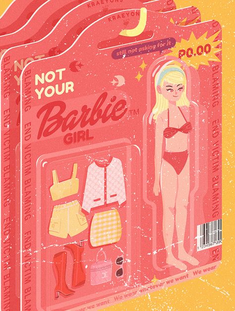 Barbie Graphics Design, Barbie Inspired Design, Barbie Graphic Design Poster, Barbie Box Drawing, Barbie Doll Illustration, Doll Box Design, Barbie Design Graphic, Barbie Design Poster, Barbie Pubmat