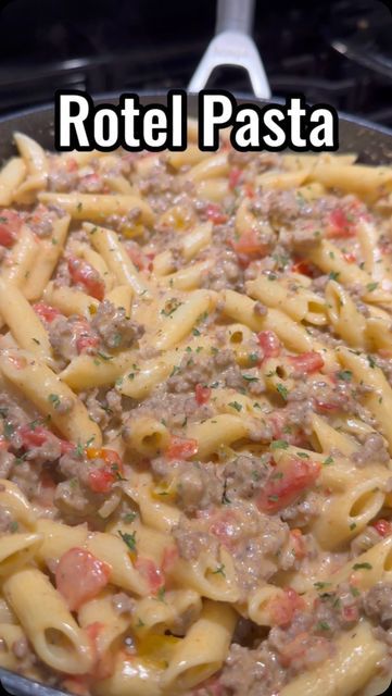 Ground Beef And Rotel Recipes, Rotel Pasta Ground Beef, Rotel Pasta Recipes, Rotel Pasta, Casserole Meals, Rotel Recipes, Pantry Recipes, Hamburger Meat Recipes, Bowtie Pasta