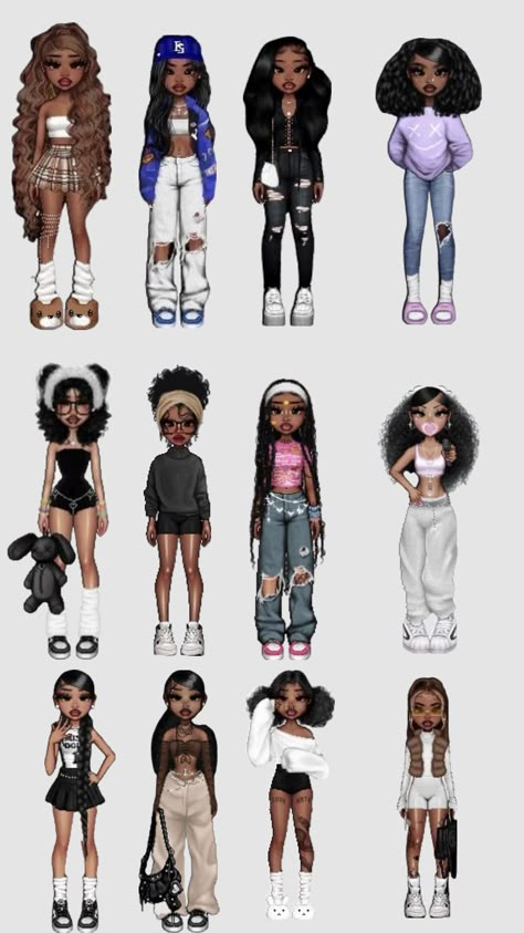 Bratz Outfit Black Women, Bratz Summer Outfits, Brats Inspired Outfits, Bratz Doll Outfits Inspiration, Bratz Dolls Aesthetic Outfits, Brat Dress To Impress, Overdressed Outfits, Bratz Outfit Ideas, Bratz Fits