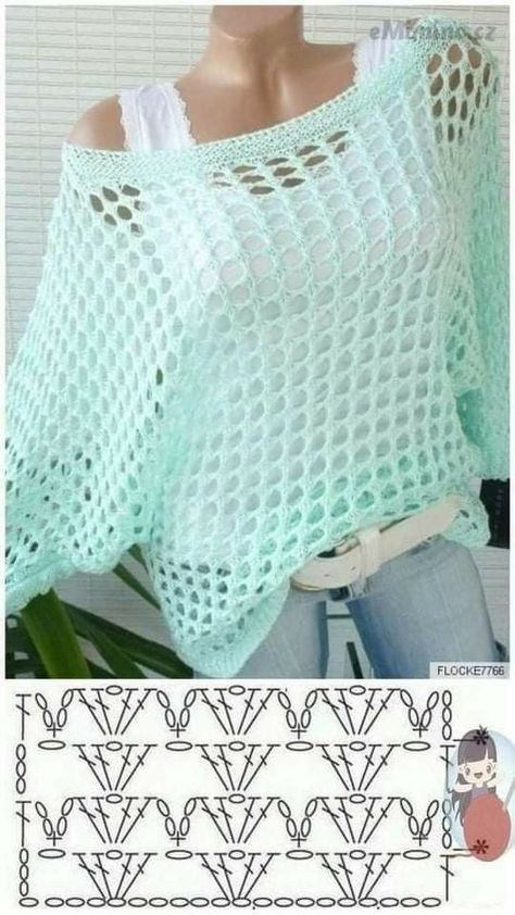 Crochet Tunic Pattern, Crochet Boho Top, Crochet Ladies Tops, Crochet Poncho Patterns, Crochet Tops Free Patterns, Kawaii Crochet, Crochet Summer Tops, Crochet Tunic, Crochet Shirt