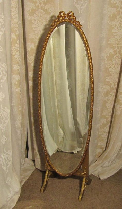 Antiques Atlas - A Superb Art Deco Gilt Oval Cheval Mirror Long Mirror In Bedroom, Unique Dressing Table, Dressing Table And Mirror, Antique Floor Mirror, Dressing Table Modern, Table And Mirror, Mirror Dress, Dressing Table Decor, Long Mirror