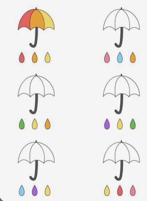 Coloring For Preschool, Coloring Games, Preschool Workbooks, Cute Umbrellas, Kids Worksheets Preschool, Pattern Activities, Preschool Activities Toddler, Alphabet Activities Preschool, Match Colors