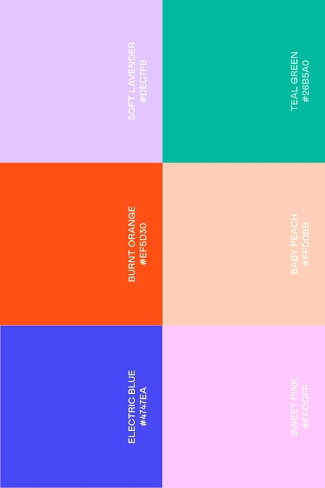 Work Color Palette, 90s Color Scheme, Lovely Color Palette, Y2k Color Palette Code, Brand Pallete Color, Color Combinations Hex Codes, Hex Code Color Palette Aesthetic, Website Design Inspiration Business Color Palettes, Y2k Color Scheme