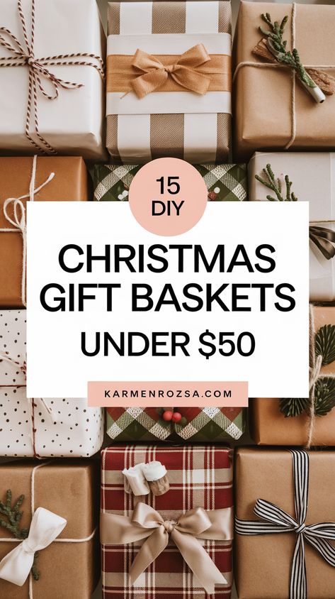 15 Affordable Christmas Gift Baskets Under $50: Creative Ideas for Everyone on Your List - Karmen Rozsa Design Gift Baskets For Christmas Family, Friend Baskets For Christmas, Gift Basket Ideas For Christmas Under $20, Adult Christmas Gift Baskets, Adult Kids Christmas Gift Baskets, Diy Gift Basket Ideas For Christmas, $50 Gift Ideas Christmas, Christmas Gift Ideas For A Family, Girlfriend Christmas Gifts Ideas Baskets