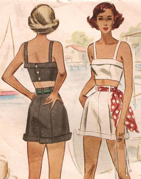 40s Mode, Crop Top Sewing Pattern, Patron Vintage, Look Retro, Vintage Dress Patterns, Couture Mode, Motif Vintage, Top Sewing Pattern, Foto Poses