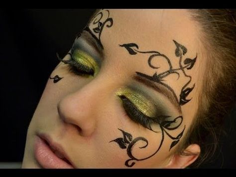 71 best Poison Ivy Vine Makeup images on Pinterest Leaf Makeup Green, Vine Face Paint, Poison Ivy Makeup Tutorial, Elvish Makeup Ideas, Mother Nature Makeup Ideas, Nature Face Painting, Mother Nature Costume Makeup, Vine Makeup, Mother Nature Costume Halloween