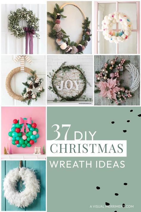 Check out how to make these Christmas wreaths! | Time to deck the halls and add some Christmas spirit with these DIY Christmas Wreath ideas. Hoops, fabric, sweets, nature, boho inspired and more... | A Visual Merriment #christmas #christmasdiy #christmaswreath #diywreath #christmasdecoration #diychristmascrafts #christmaswreathdiy Simple Boho Christmas Wreath, Christmas Hoop Wreath Diy, Boho Christmas Wreath, Table Settings Neutral, Diy Tree Decorations, Teacher Gifts Christmas, Christmas Wreath Diy, Wreath Alternative, Diy Tree Decor