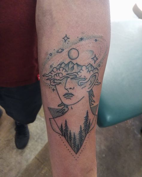 Open mind half head by Casey O at Ritual Tattoo for in Denver CO Open Head Tattoo, Open Your Mind Tattoo, Open Minded Tattoo, Open Mind Tattoo, Mind Symbol, Thoughtful Tattoos, Consciousness Tattoo, Mind Over Matter Tattoo, Ritual Tattoo