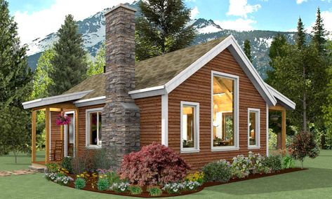 Small Cabin Floor Plans One Level, Small Log Cabin Plans, Log Cabin Plans, Small Cottage House Plans, Homestead House, Craftsman Cottage, Cathedral Ceilings, Small Log Cabin, Cabin Floor