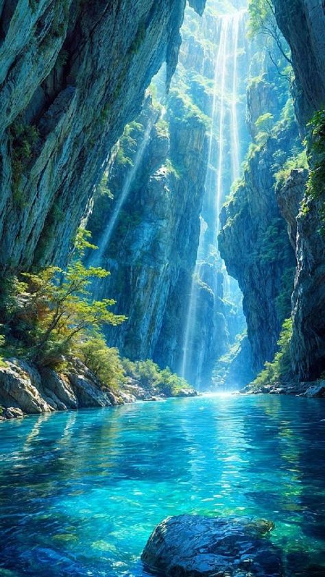 River Water Photography, Fantasy Water Landscape, Fantasy Landscape Water, 숲 사진, Dreamy Landscapes, Pretty Landscapes, Fantasy Art Landscapes, Beautiful Scenery Nature, Pretty Wallpapers Backgrounds