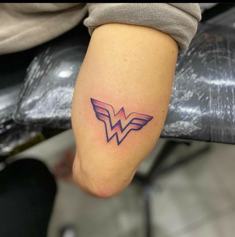 Simple Wonder Woman Tattoo, Wonder Woman Tattoos For Women, Small Wonder Woman Tattoo, Wonder Woman Logo Tattoo, Dragon Tattoo Simple, Recovery Tattoos, Wrist Tats, Wonder Woman Tattoo, Nurse Tattoo