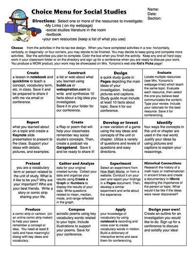 7th Grade Social Studies, Social Studies Projects, Social Studies Education, 4th Grade Social Studies, 6th Grade Social Studies, 5th Grade Social Studies, Choice Board, Social Studies Elementary, Choice Boards