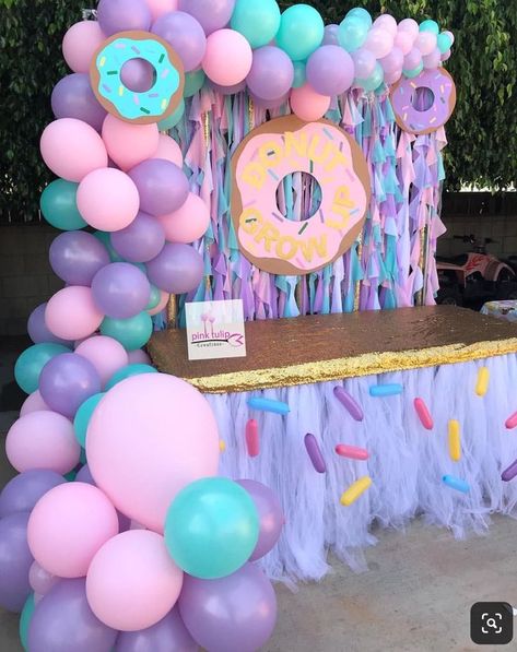 Doughnut Birthday, Donut Theme Party, Tutu Table, Donut Themed Birthday Party, Table Skirts, Grown Up Parties, 1st Birthday Party For Girls, Birthday Donuts, Donut Birthday Parties