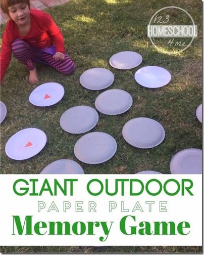 Giant Outdoor Memory Game for Kids - What a great way to practice sight words, math problems, matching and more for preschool, kindergarten and elementary age kids! Summer Activity for kids! Outdoor Games For Preschoolers, 123 Homeschool 4 Me, Practice Sight Words, School Age Activities, Summer Camp Activities, Summer Preschool, Memory Games For Kids, Outside Activities, Outdoor Game