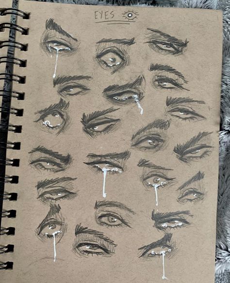 Drawing Emotions Sketches, Worried Eyes Drawing, Scared Eyes Reference, How To Draw Pupils, Mad Eyes Drawing, Eye Reference Drawing Male, Scared Eyes Drawing, Male Eye Drawing Reference, Boy Hair Drawing