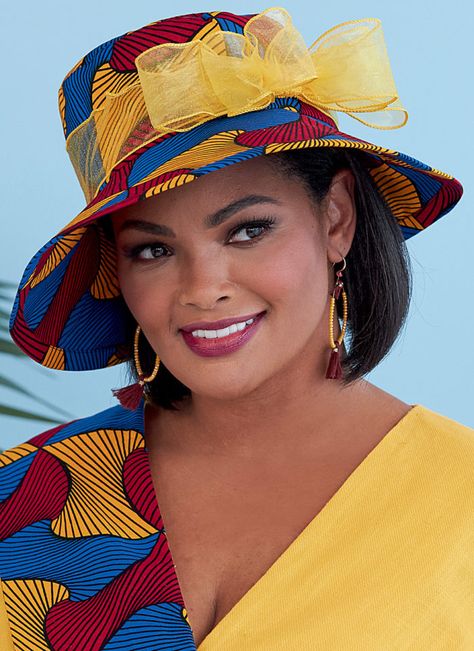 10 Spring Hat Patterns to Try - Threads African Hats, Victorian Hats, African Accessories, Colorful Hat, Afrikaanse Mode, Spring Hats, Hat Patterns To Sew, African Fashion Women Clothing, Butterick Pattern