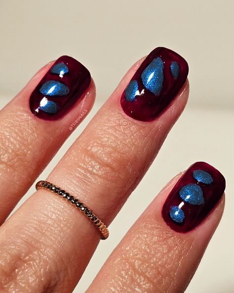 dragon eggs! I've been missing with the naming of my nail looks lately 😅🥚 Ft. @bkind.products Pinot Meow*, Foolish Games*, Top Coat*, Cuticle Oil* Code TSIBSNAILS for 15% off! *affiliate #burgundy #grungenails #shortnails #spookyseason #webs #halloweennails #autumn #autumnal #nailinspo #squarenails #spookynails #blue #torontonails #nailinspo #naturalnails #wine #nailstagram #winternails #easynailart Short square squoval natural nails. Get ready with me. Spooky halloween inspired nails. Bu... Halloween Inspired Nails, Dark Red Nails, Pedicure Colors, Dragon Eggs, Squoval Nails, October Nails, Grunge Nails, Inspired Nails, Nail Looks