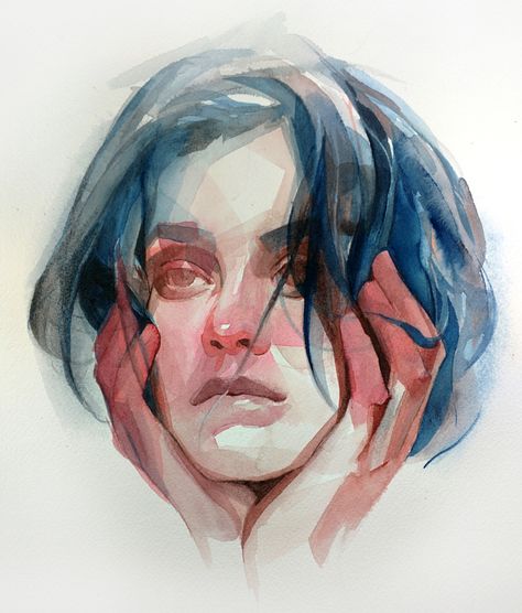 Gestural Brush Strokes and Focused Color Palettes Form Watercolor Portraits by Nick Runge | Colossal Nick Runge, Koi Watercolor, Watercolor Workshop, Watercolor Whale, Silhouette People, Watercolor Lettering, Colossal Art, Watercolor Canvas, Watercolor Sketch