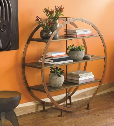 circular standing shelf from VivaTerra... so cool Round Bookshelf, Circle Shelf, Cool Shelves, Square Shelf, Round Shelf, Standing Shelves, Bookcase Shelves, Plant Shelves, Stylish Home Decor