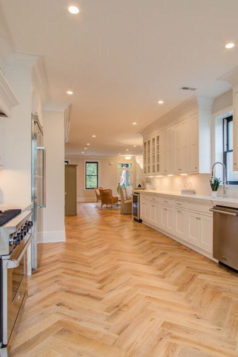 Lvp Flooring Chevron, Herringbone Lvp Kitchen, Lvp Flooring Herringbone, Lvp Flooring Planks Herringbone, Chevron Vinyl Flooring, 2023 Floor Trends, Chevron Vinyl Plank Flooring, Flooring 2024 Trends, Chevron Flooring Kitchen