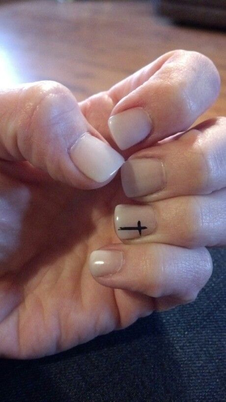 Essie polish... Black cross nail art. Cross Painted On Nails, Nail Designs With Crosses Faith, Nails With A Cross Design Simple, Bible Nail Art, Cross Easter Nails, White Nails With Black Cross, Lent Nail Designs, Resurrection Nails, Easter Nails Christian