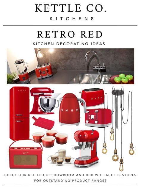 Red Appliances In Kitchen, Pnw Farmhouse, Red Kitchen Appliances, Farmhouse Idea, Red Appliances, Ski Cottage, Red Kitchen Accessories, Bigger House, Retro Apartment