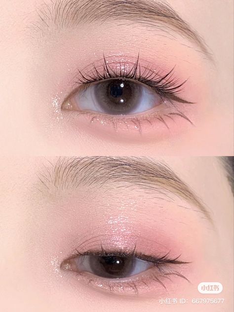 Pink Tone Makeup, Cold Tone Makeup, Korean Cool Tone Makeup, Korean Makeup Look Cool Tone, Cool Tone Makeup Korean, Pink Korean Eye Makeup, Cool Tone Makeup, Pink Douyin Eyeshadow, Pink Cool Tone Makeup Korean