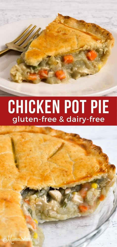 Gluten Free Pot Pie, Dairy Free Chicken Pot Pie, Chicken Pot Pie Crust, Gluten Free Chicken Pot Pie, Gluten Free Comfort Food, Homemade Chicken Pot Pie, Chicken Pot Pie Recipe, Chicken And Veggies, Pot Pie Recipe