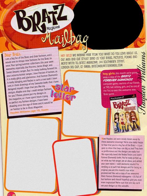 Bratz Template, Magazine Overlay, Bratz Magazine, Y2k Magazine, Y2k Background, Desain Quilling, Photo Collage Template, Aesthetic Template, Collage Template